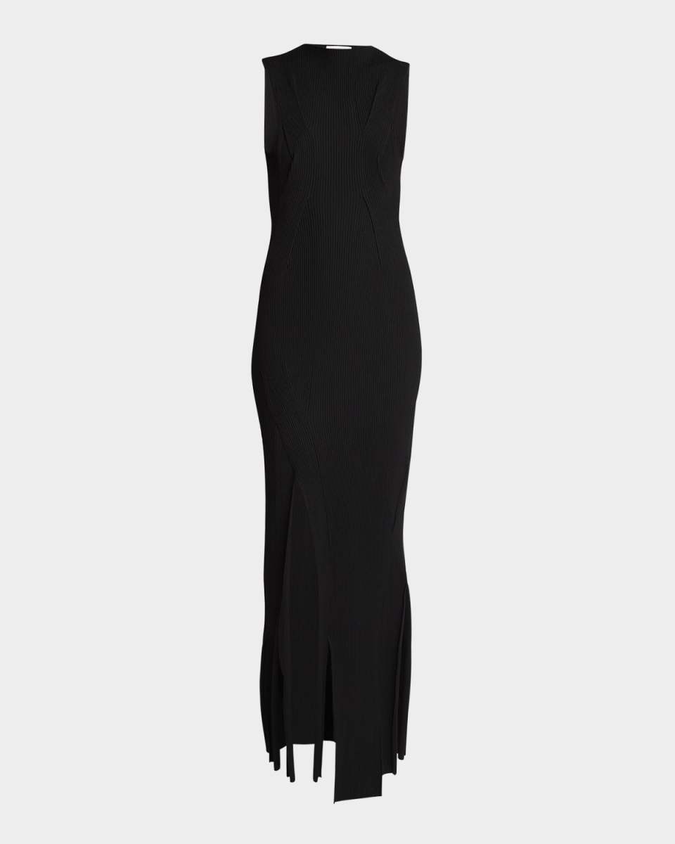 Plait-Detail Rib Sleeveless Midi Dress